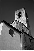 Massive shapes of the Duomo. San Gimignano, Tuscany, Italy (black and white)