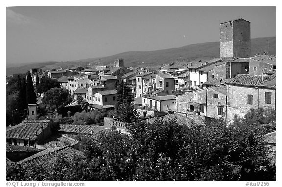 View of the town. San Gimignano, Tuscany, Italy (black and white)