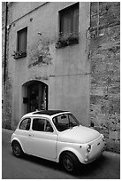 Classic Fiat 500. San Gimignano, Tuscany, Italy (black and white)