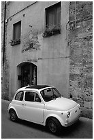 Classic Fiat 500. San Gimignano, Tuscany, Italy (black and white)