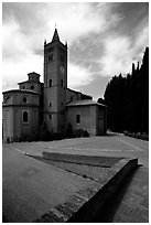 Abbazia di Monte Oliveto Maggiore, Le Crete region. Tuscany, Italy (black and white)