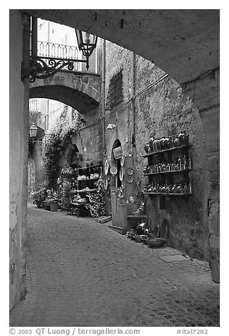 Old street and arches. Orvieto, Umbria (black and white)