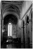 Interior and main nave of Cathedral (Duomo). Orvieto, Umbria ( black and white)