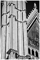Facade detail of the Cathedral (Duomo). Orvieto, Umbria (black and white)
