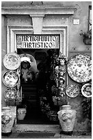 Doorway of the ceramic store. Orvieto, Umbria ( black and white)