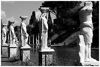 Antique statues along the Canopus, Villa Hadriana. Tivoli, Lazio, Italy ( black and white)