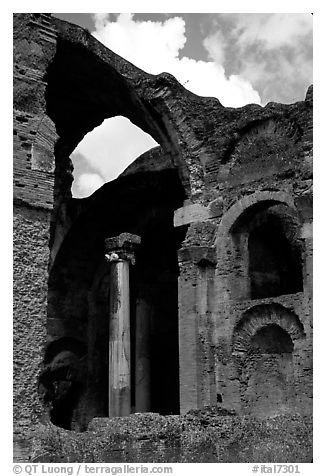 Ruins of the Baths, Villa Hadriana. Tivoli, Lazio, Italy (black and white)
