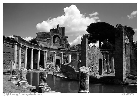 Maritime Theatre, Villa Adriana. Tivoli, Lazio, Italy (black and white)