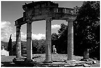 Columns of the small temple of Venus, Villa Hadriana. Tivoli, Lazio, Italy ( black and white)