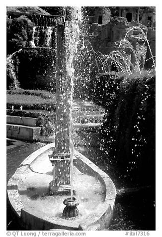 Boat shaped fountain, Villa d'Este. Tivoli, Lazio, Italy (black and white)