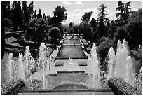 Fountains and pools in  Villa d'Este. Tivoli, Lazio, Italy ( black and white)