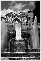 Largest fountain in the gardens of Villa d'Este. Tivoli, Lazio, Italy ( black and white)