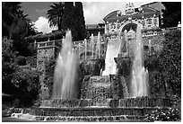 Large fountain, Villa d'Este gardens. Tivoli, Lazio, Italy (black and white)