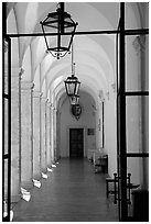 Corridor, Villa d'Este. Tivoli, Lazio, Italy ( black and white)
