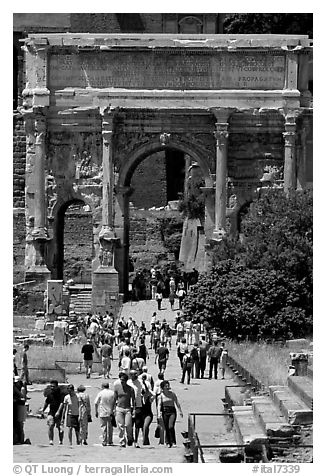 Arch of Septimus Severus, Roman Forum. Rome, Lazio, Italy (black and white)