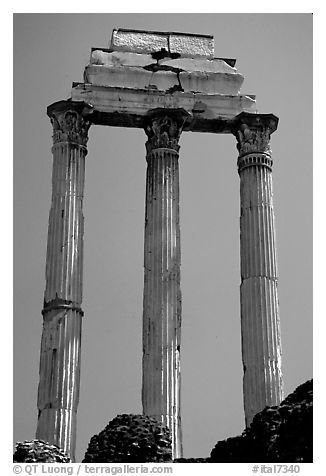 Casa delle Vestali (House of the Vestal Virgins), Roman Forum. Rome, Lazio, Italy (black and white)