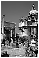 West end of the Roman Forum. Rome, Lazio, Italy (black and white)