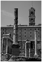 Roman Form and Palazzo Senatorio. Rome, Lazio, Italy (black and white)