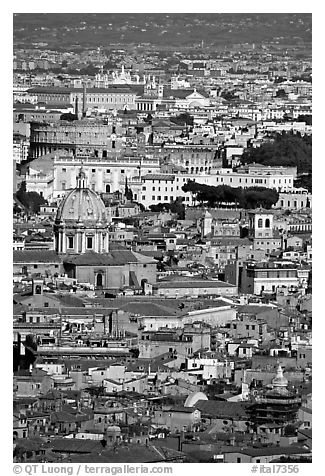 View of the city from Saint Peter's Dome. Rome, Lazio, Italy (black and white)