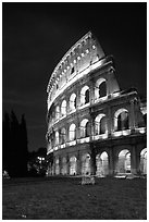Colosseum at night. Rome, Lazio, Italy (black and white)