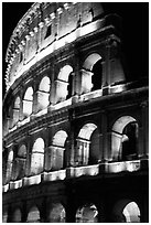 Colosseum illuminated night. Rome, Lazio, Italy ( black and white)