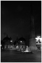 Obelisk in Piazza Del Popolo at night. Rome, Lazio, Italy (black and white)