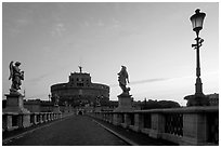 Ponte Sant'Angelo and Castel Sant'Angelo, dawn. Vatican City (black and white)