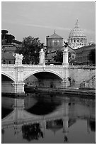 Ponte Sant'Angelo and Basilica San Pietro, sunrise. Vatican City (black and white)