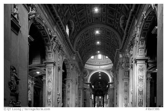 Interior of Basilica San Pietro. Vatican City (black and white)
