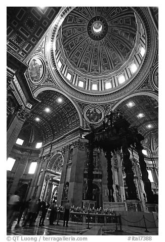 Baldachino, Bernini's baroque canopy stands above St Peter's tomb. Vatican City