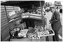 Street gruit vendor. Naples, Campania, Italy ( black and white)