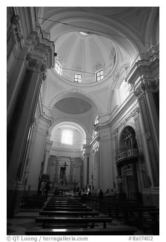 Interior of Chiesa di San Giorgio Maggiore. Naples, Campania, Italy (black and white)