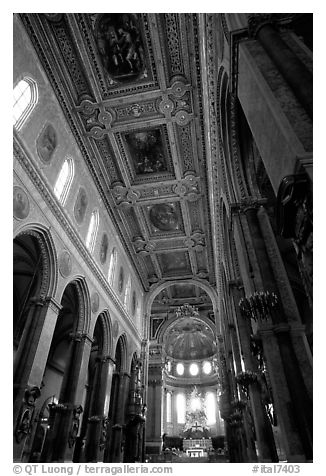 Nave of the Duomo. Naples, Campania, Italy (black and white)
