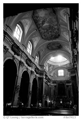Church interior. Naples, Campania, Italy (black and white)