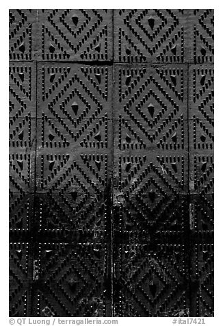 Detail of the door of church Gesu Nuovo. Naples, Campania, Italy (black and white)