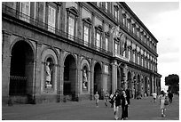 Facade of Palazzo Reale (Royal Palace). Naples, Campania, Italy ( black and white)