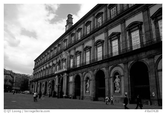 Royal Palace. Naples, Campania, Italy (black and white)