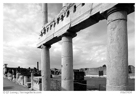 The Forum. Pompeii, Campania, Italy (black and white)