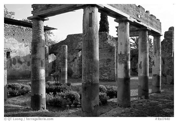 Villa. Pompeii, Campania, Italy (black and white)