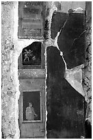 Detail on a wall of Villa Vettii. Pompeii, Campania, Italy (black and white)