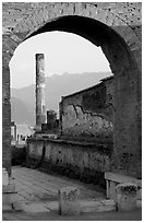 Archway and column. Pompeii, Campania, Italy ( black and white)