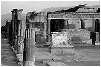 Edifici Amministrazione Publica, sunset. Pompeii, Campania, Italy (black and white)