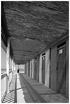 Row of changing cabins, Paestum. Campania, Italy (black and white)