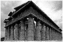 Temple of Neptune, the largest and best preserved of the three temples. Campania, Italy ( black and white)