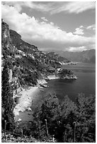 Hills plunging into the Mediterranean. Amalfi Coast, Campania, Italy ( black and white)