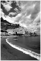 Beach in Amalfi. Amalfi Coast, Campania, Italy ( black and white)