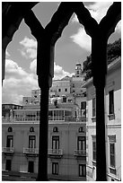 Amalfi hills seen from Duomo Sant'Andrea. Amalfi Coast, Campania, Italy (black and white)