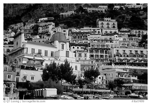 Houses built on steep slopes, Positano. Amalfi Coast, Campania, Italy