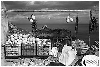Lemons for sale. Amalfi Coast, Campania, Italy ( black and white)