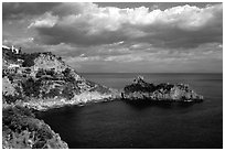 Rocky coastline. Amalfi Coast, Campania, Italy ( black and white)